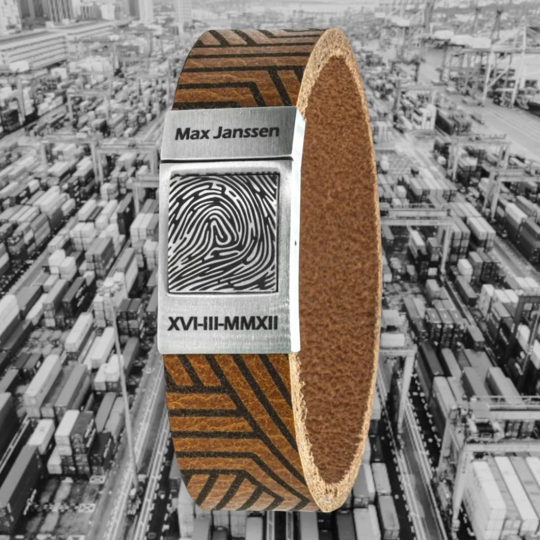 Leren vingerafdruk armband - Cargo Edition (8 leersoorten)