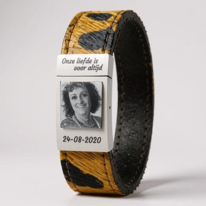 Luipaard print leren Fotoarmband met eigen foto