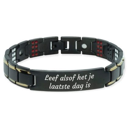 Magneet Armband - 8 Maxneet zwart - Met eigen tekst