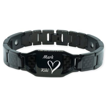 Magneet Armband - Black carbon + eigen tekst of symbool