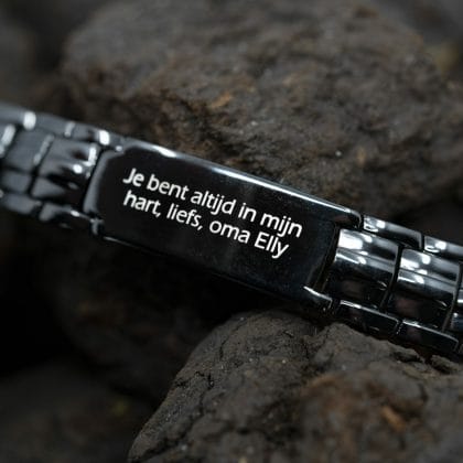 Zwarte Magneet Armband - Flåm + eigen tekst gravure
