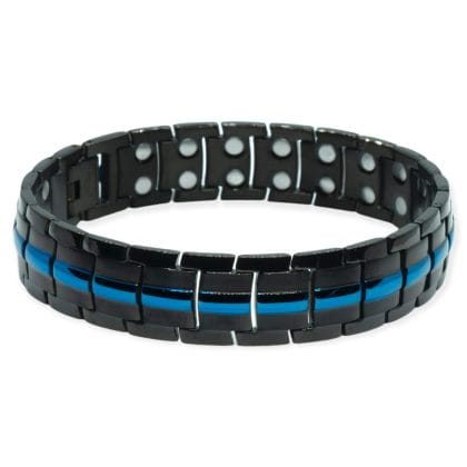 Zwarte Magneet Armband - Met blauwe elementen
