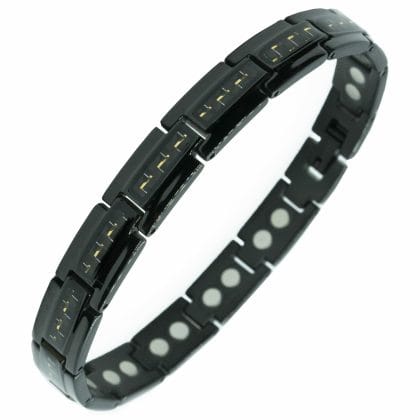 Magnetiva® Luxe Magneetarmband – Zwart met Siergouden Accenten