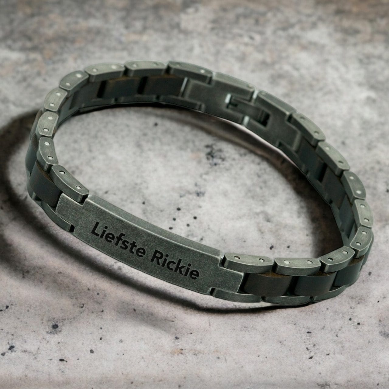 Ontwerp je eigen armband 4 Mannen Schakelarmband met Gravure I Hout Vintage RVS Nu met Gratis versteller twv E8.95