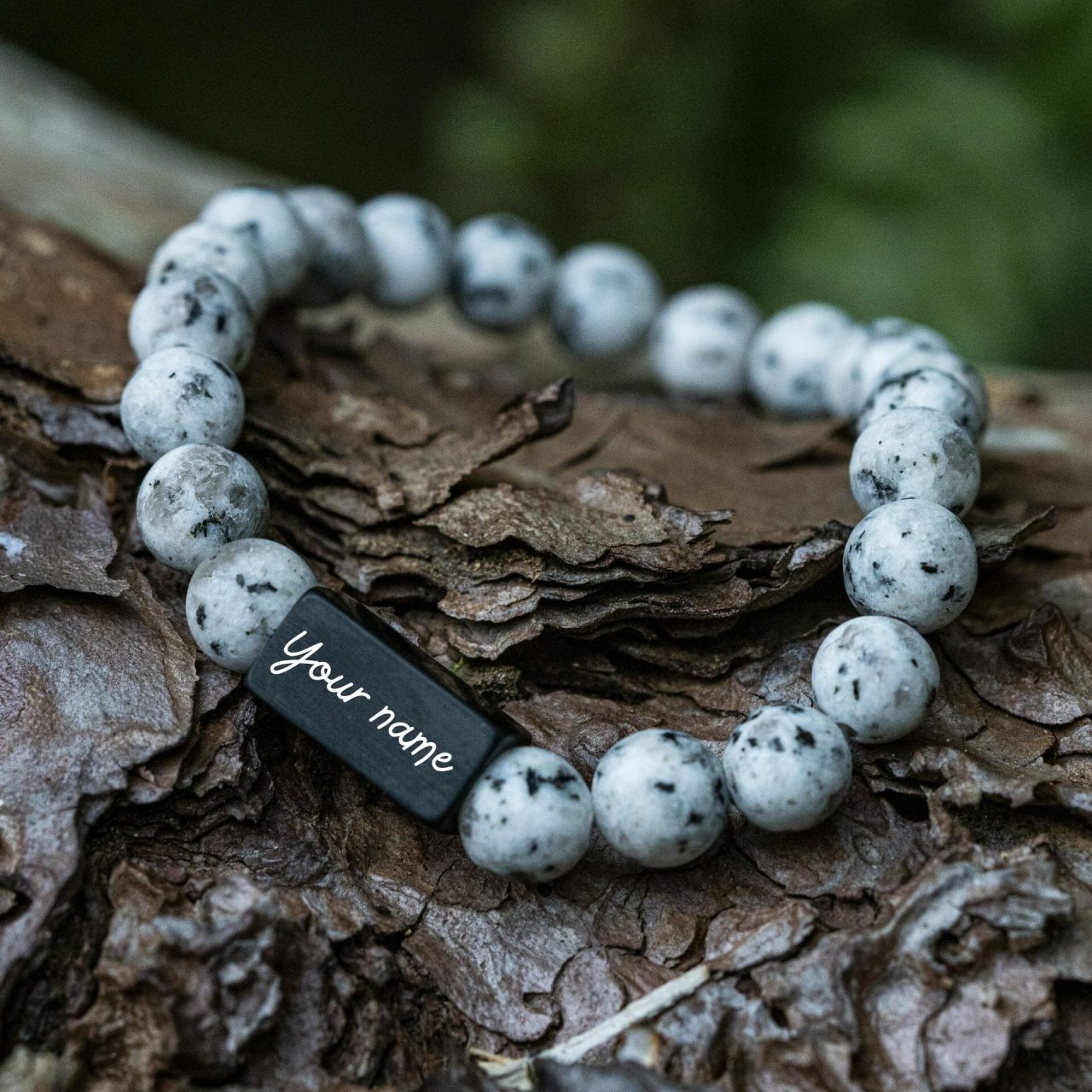 Ontwerp je eigen armband 17 Midnight Snow Kralenarmband met Persoonlijke Gravure Beads of Nature