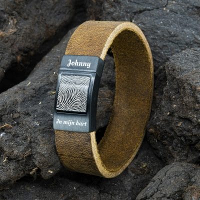Vingerafdruk Mama / Papa gravure op leren Armband - Afbeelding 7