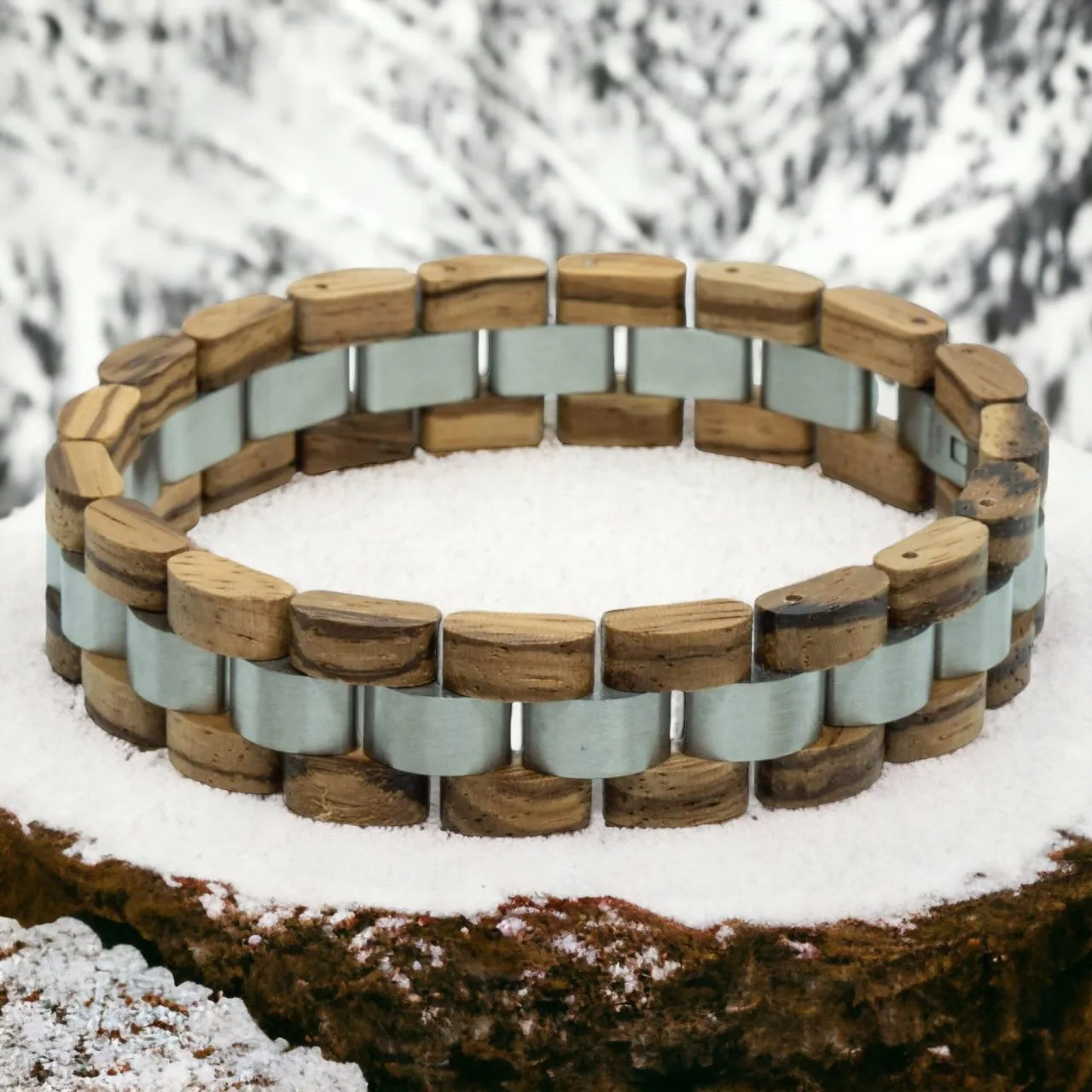Monte Rosa Zebrano RVS Houten armband
