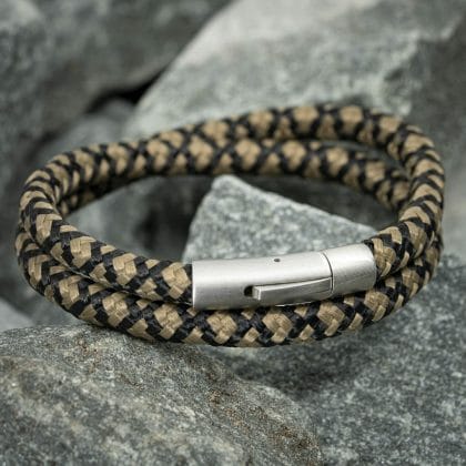 Navy™ Armband – Zwart & Beige Touw