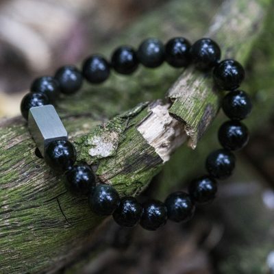 Zwarte Natuursteen Armband – Obsidiaan Kralen Groen & Grijs - Afbeelding 5