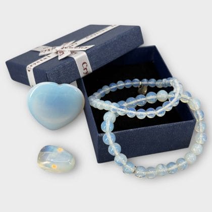 Opalite 2 Armbanden Set + Edelstenen met Cadeaudoosje