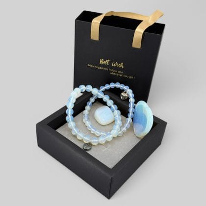 Opalite 2 Armbanden Set + Edelstenen met Cadeauverpakking