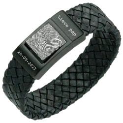 Reviews van Armband.nl en Armband.be 10 Papa Vingerafdruk armband Zwart gevlochten leer 4