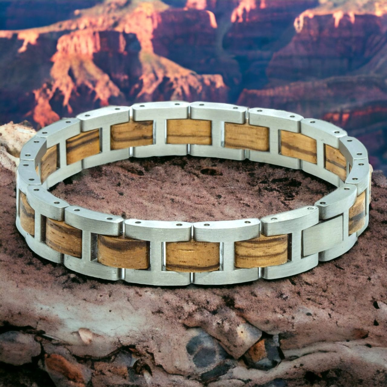RVS Houten armband Grand Canyon