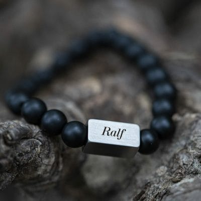 Natuurstenen Zwart Matte Onyx - Kralen armband 2 Ralf naam armband kralen