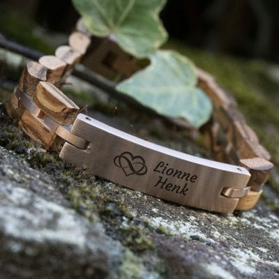 Eterna Rosé – Stijlvolle Houten Armband met Gravure - Afbeelding 2