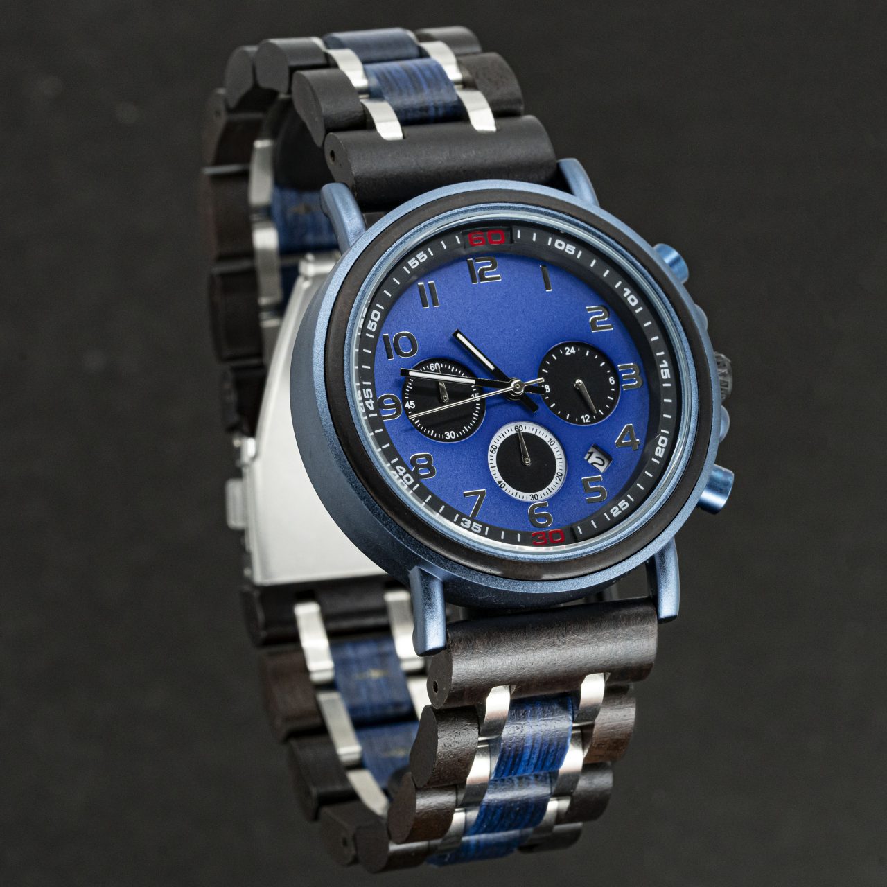 Sea Master TimberWood Marine blauw houten horloge