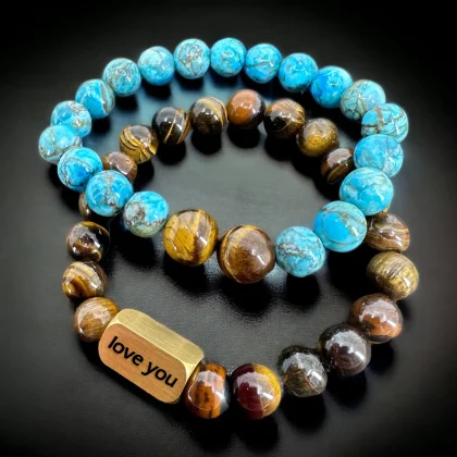 Setje Tijgerogen & Afrikaanse Jasper Tiger Eye Kralen armbanden