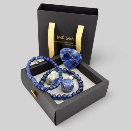 Sodalite Armbanden Set met 3 Edelstenen en Verpakkingsdoosje