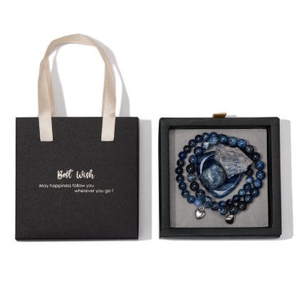 Sodalite Armbanden Set met 3 Edelstenen en Verpakkingsdoosje