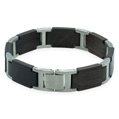 Gaia – Ebbenhout & Roestvrij Staal Houten Armband - Afbeelding 2