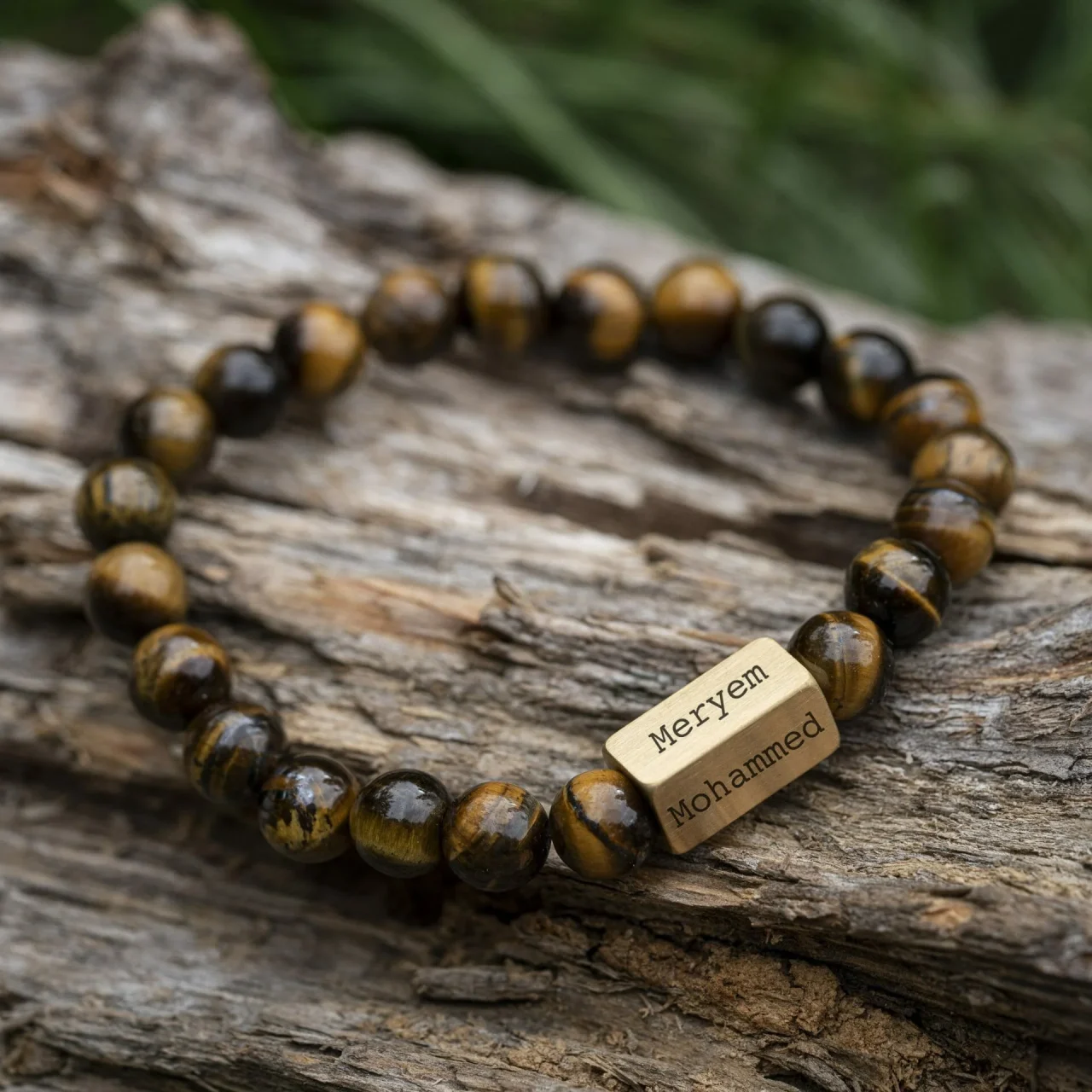 Tijger ogen Tiger Eye 8mm Kralen Armband Naamgravure