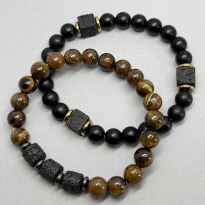 Tijger oog zwarte kralen armbanden mannen van steen - Merk: STONY
