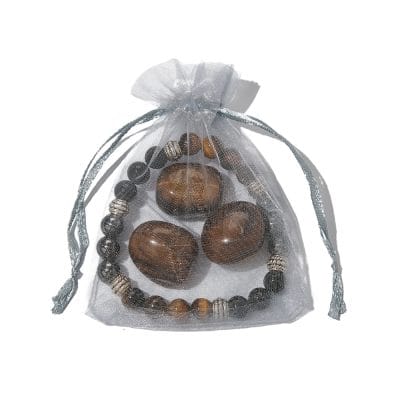 Tijgeroog, Zwart Obsidiaan & Hematiet Armband + 3 Tijgeroog Edelstenen