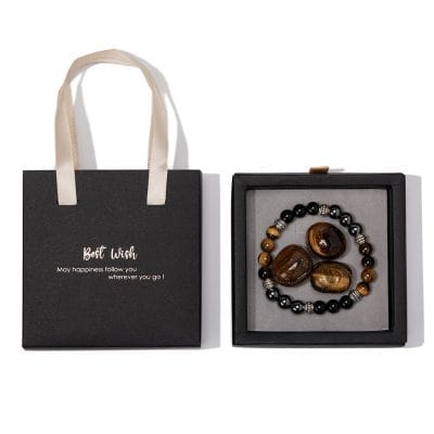 Tijgeroog, Zwart Obsidiaan en Hematiet Armband Geschenkset