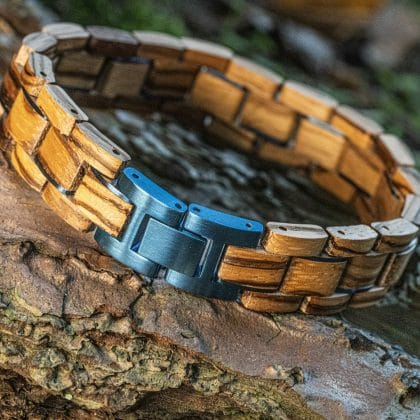 Tribe (Zebrano / Blauw) - Houten Armband