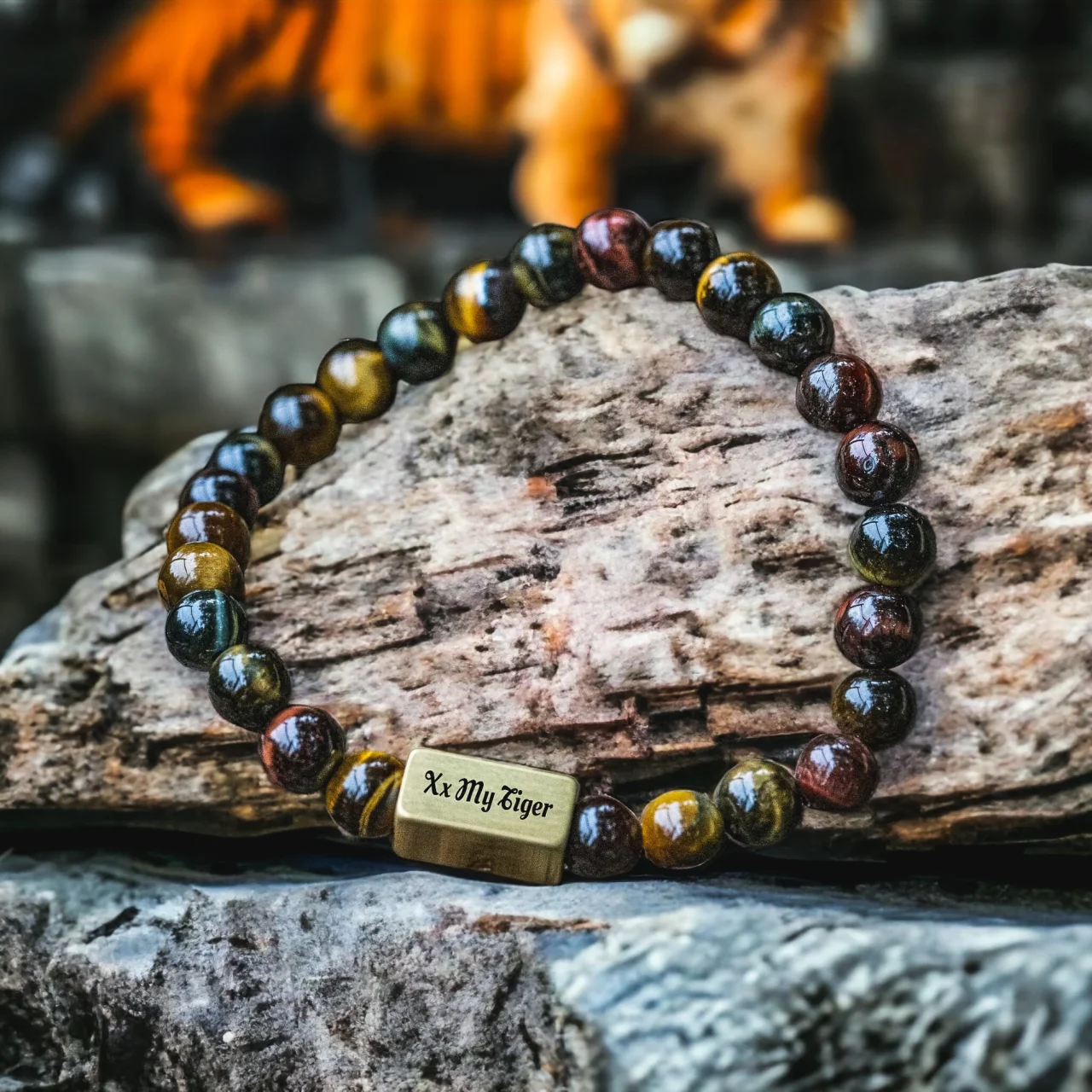 Trio Tijger Eye: Gele Tijgeroog, Valkenoog (blauw) en Stierenoog (rood) Kralen Armband