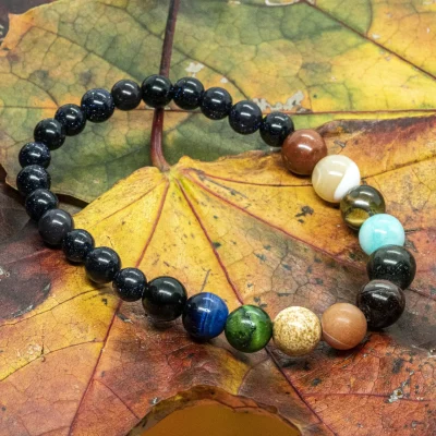 Zonnestelsel & Universum | Small 6 & 8mm Edelsteen Kralenarmband - Afbeelding 5