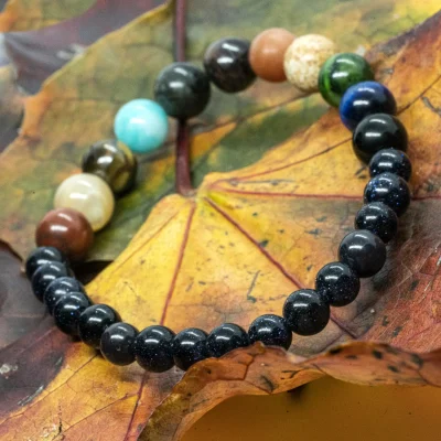 Zonnestelsel & Universum | Small 6 & 8mm Edelsteen Kralenarmband - Afbeelding 6