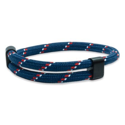 een blauwe en rode touwarmband