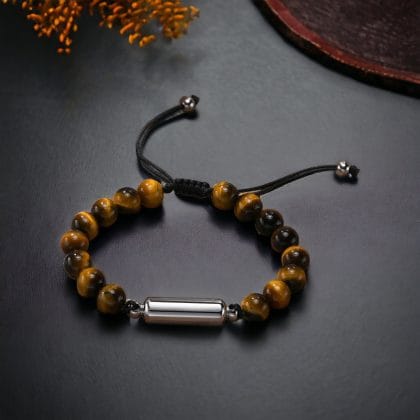 Verstelbare As-Armband met as-ruimte | 8mm Tijgeroog Kralen armband