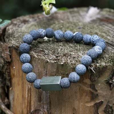 Verweerde blauwe Agaat - Kralen Armband - Afbeelding 7