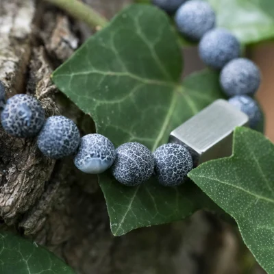 Verweerde blauwe Agaat - Kralen Armband - Afbeelding 5