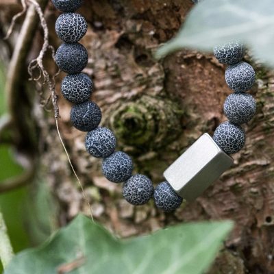 Verweerde blauwe Agaat - Kralen Armband - Afbeelding 2