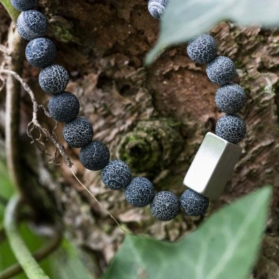 Verweerde blauwe Agaat - Kralen Armband - Afbeelding 8