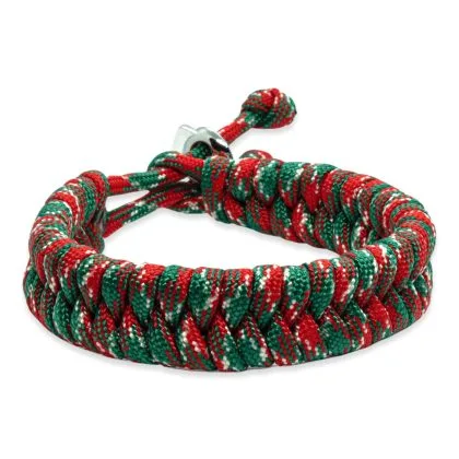 Viking Armband - Scandinavisch Gevlochten Touw (Rood/Groen/Wit)