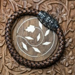 Viking geweven leren Armband Skulls schedels 8mm