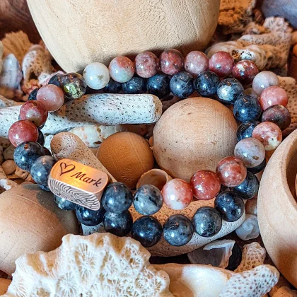 Vingerafdruk Kralen Armband Set – Black & Cherry roze