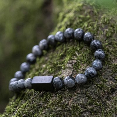 Vingerafdruk Zwarte Labradoriet - Natuurstenen kralen Armband - Afbeelding 7