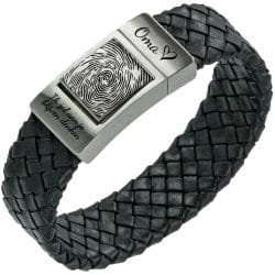 Reviews van Armband.nl en Armband.be 18 Vingerafdruk armband Zwart gevlochten leer