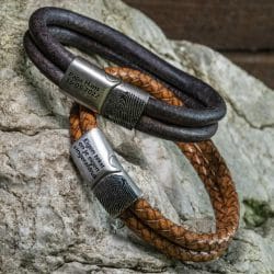 Reviews van Armband.nl en Armband.be 11 Vingerafdruk gravure op Dubbel gevlochten leren armband