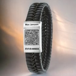 Reviews van Armband.nl en Armband.be 4 Vingerafdruk op Armband Gevlochten leer Zwart Bruin leer