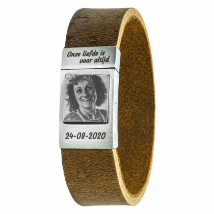 Vintage leren Fotoarmband met eigen foto