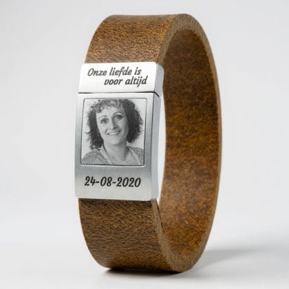 Vintage leren Fotoarmband met eigen foto