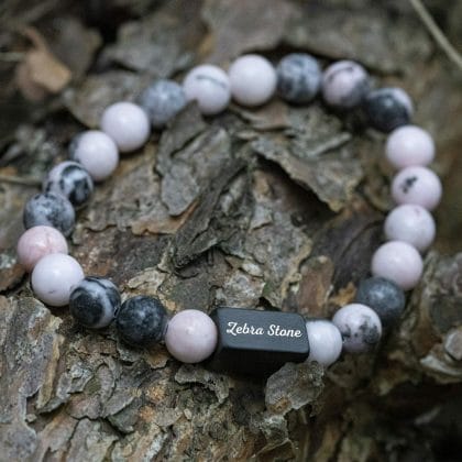 Witte en Roze Zebra Kralen armband
