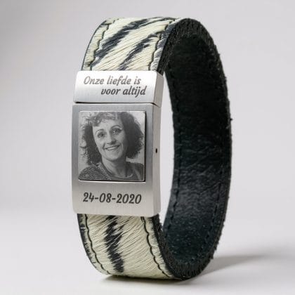 Zebra Fotoarmband leer met eigen foto