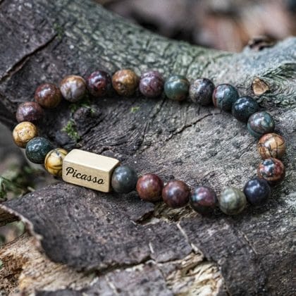 Zeer 'kleurrijke Picasso' Jasper kralen armband
